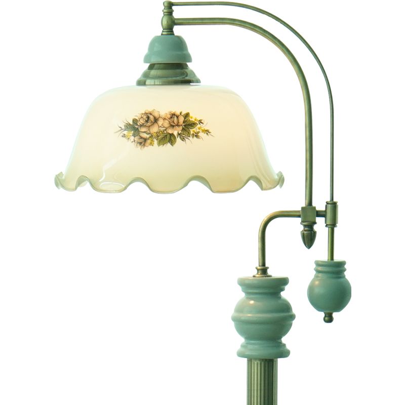 Morandi Retro Stehlampe Flower, Braun/Blau, Wohnzimmer, Metal Glass