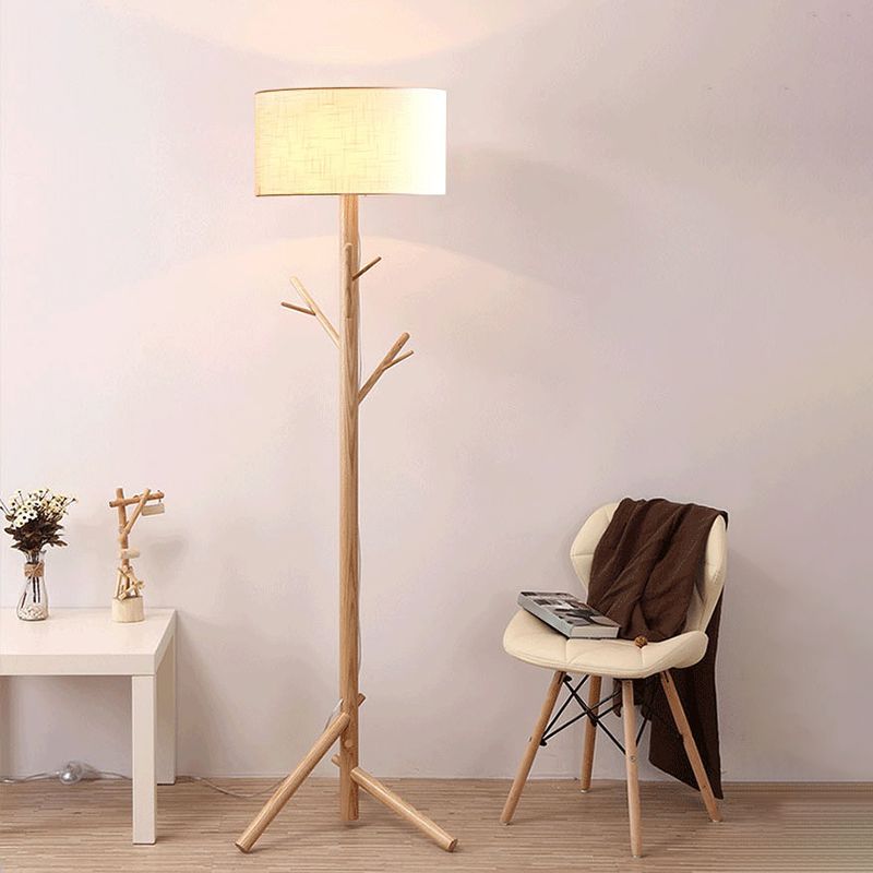 Muto Stehleuchte Japanischer Baum, Beige, Wohnzimmer, Stoff/Holz