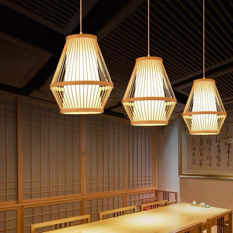 Muto Design LED Pendelleuchte Holz Schlafzimmer/Esszimmer Bambus