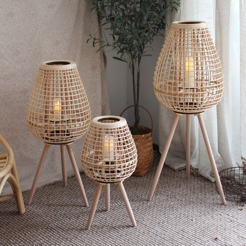 Muto Natural Rattan Stehlampe, Schlafzimmer/Wohnzimmer LED