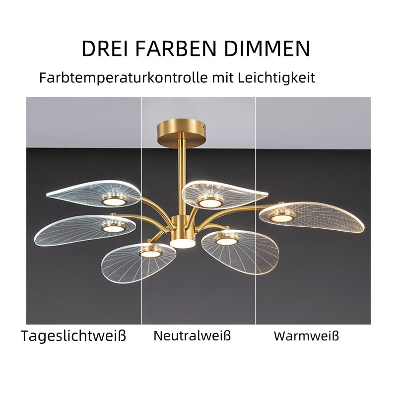 Carins Nordic LED Kronleuchter Metall Acryl Schlafzimmer Wohnzimmer