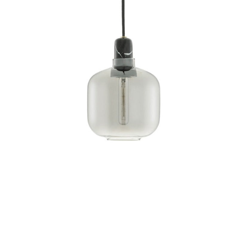 Hailie Designer Zylinder LED Pendelleuchte Bernstein/Rauchgrau Wohnzimmer Marmor/Glas