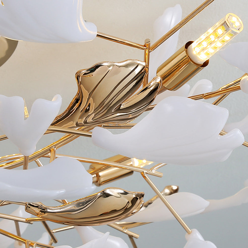 Olivia Modern LED Denkenleuchte Blume Gold Ess/Wohn/Schlafzimmer Metall