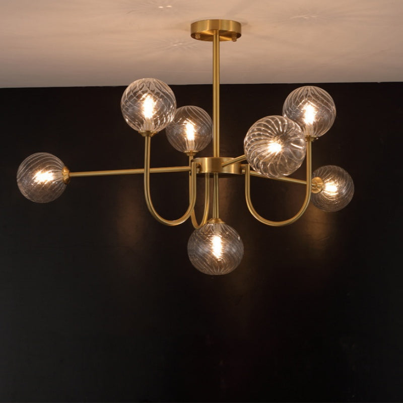 Valentina Moderner LED Kronleuchter Gold Glas Wohn/Esszimmer/Schlafzimmer