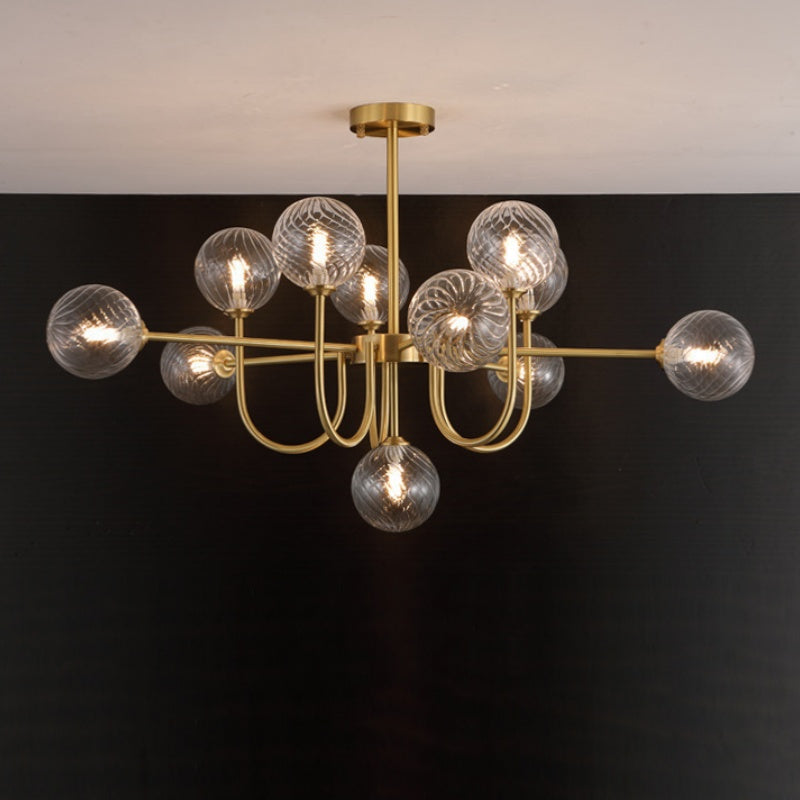 Valentina Moderner LED Kronleuchter Gold Glas Wohn/Esszimmer/Schlafzimmer