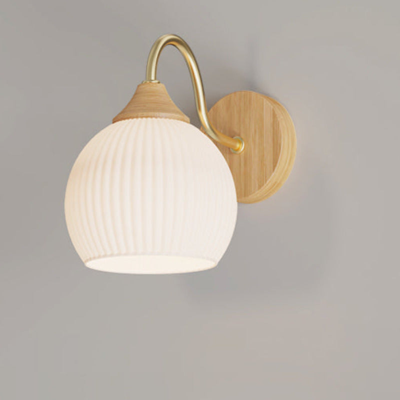 Ozawa Nordic LED Innenwandleuchte Glas Holz Schlaf/Wohnzimmer