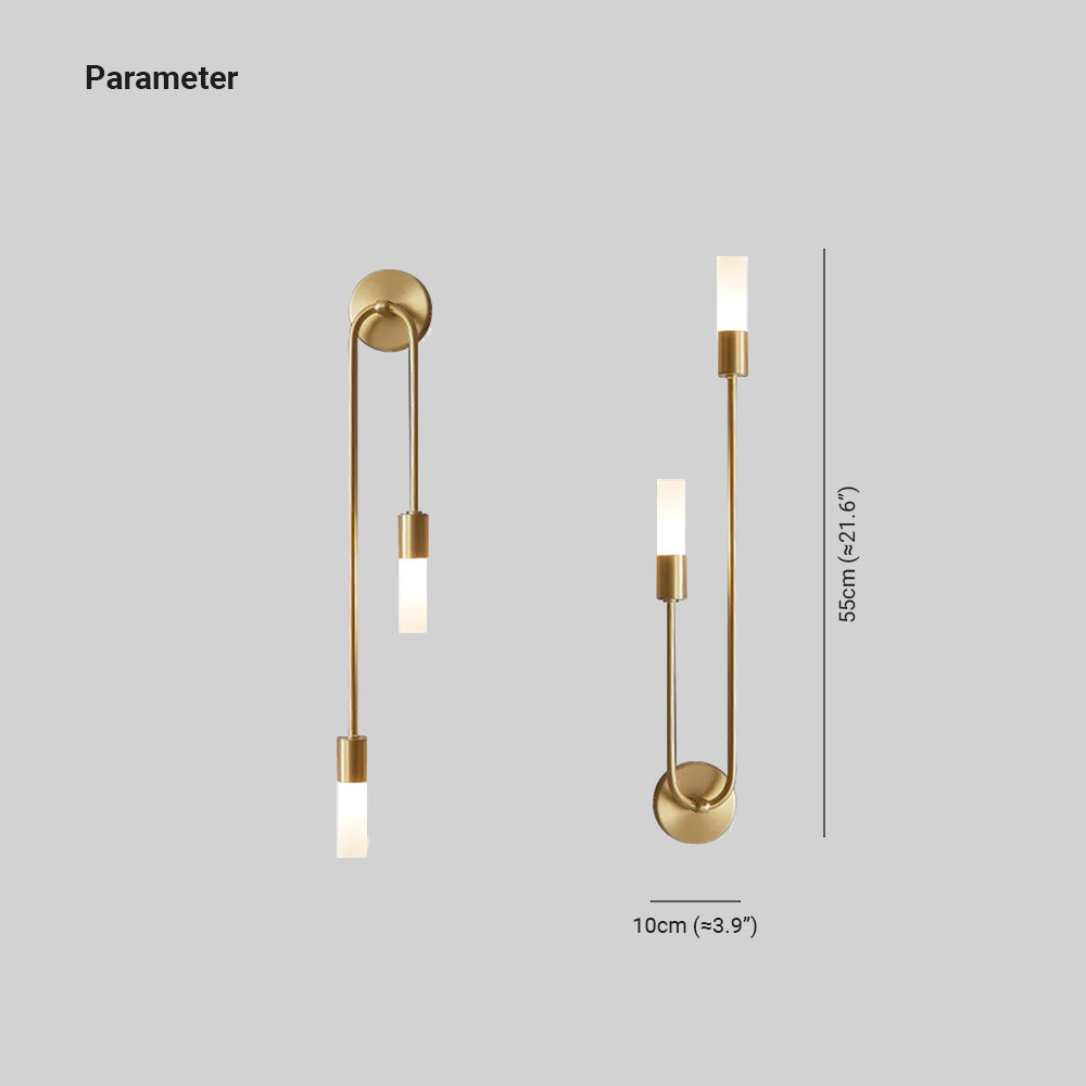 Meza Moderne LED Wandleuchte, 2 Flammig, Stick, Gold, Wohnzimmer