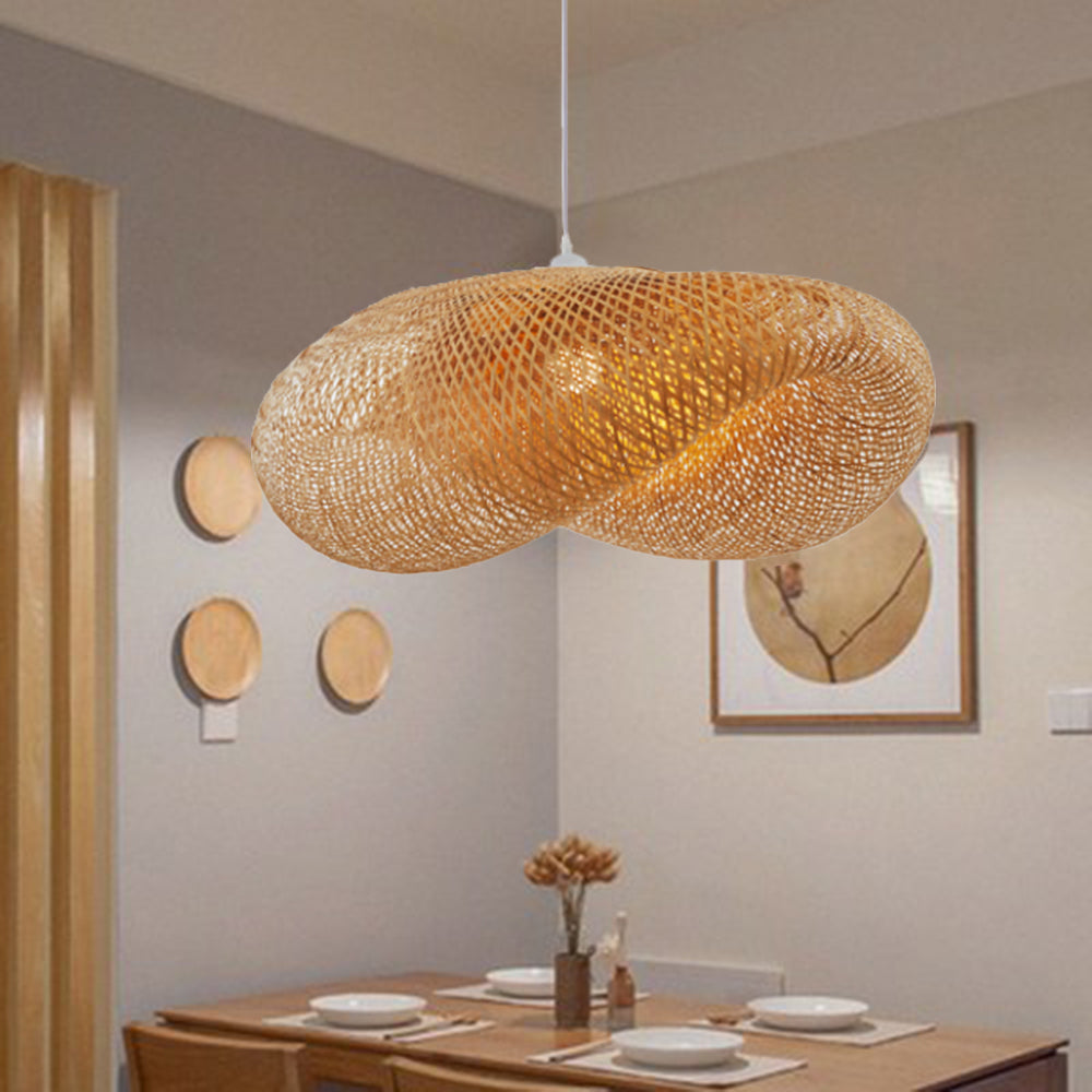 Muto Boho LED Pendelleuchte Rattan Wohn/Esszimmer Küche Bambus