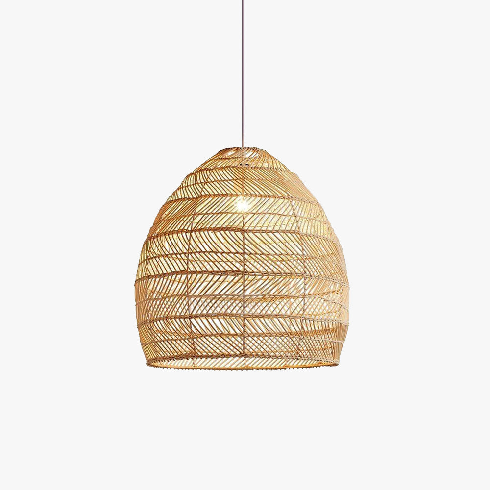 Muto Design Rattan LED Pendelleuchte Wohnzimmer Bambus