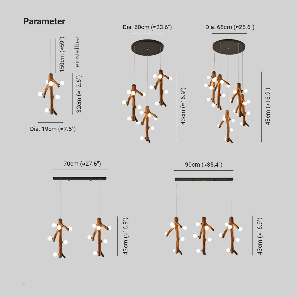 Austin Nordisch LED Kronleuchter Holz Wohn/Esszimmer/Schlafzimmer