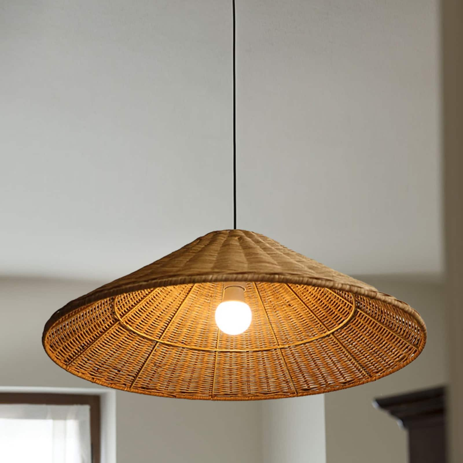 Muto Vintage Handgemacht LED Rattan Pendelleuchte Wohnzimmer