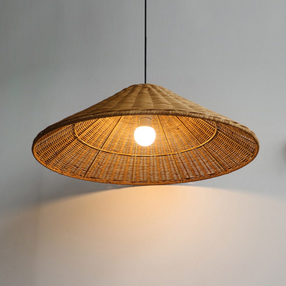 Muto Vintage Handgemacht LED Rattan Pendelleuchte Wohnzimmer