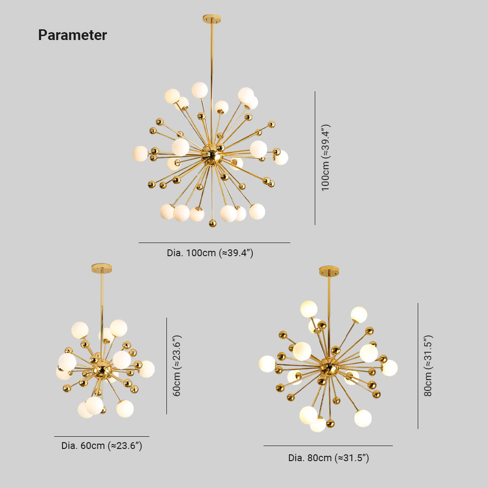 Valentina Nordic Firework LED Kronleuchter Gold Metall Wohnzimmer