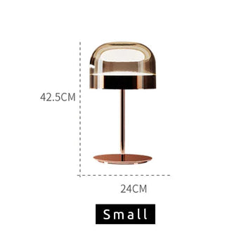 Hailie Minimalistische Pilz Glas/Metall Tischlampe, Schwarz/Rose Gold