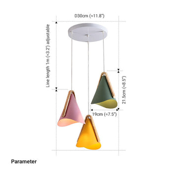 Morandi Modern LED Pendelleuchte Kegel Esstisch 5 Farben Holz Metall
