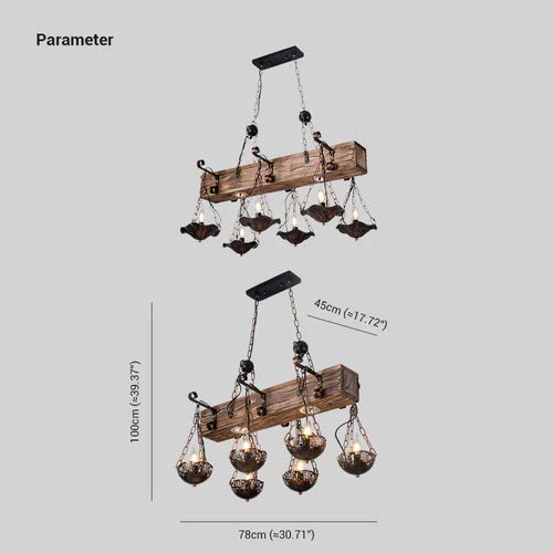 Austin Industrielle LED Pendelleuchte Bronze Schlaf/Esszimmer Holz