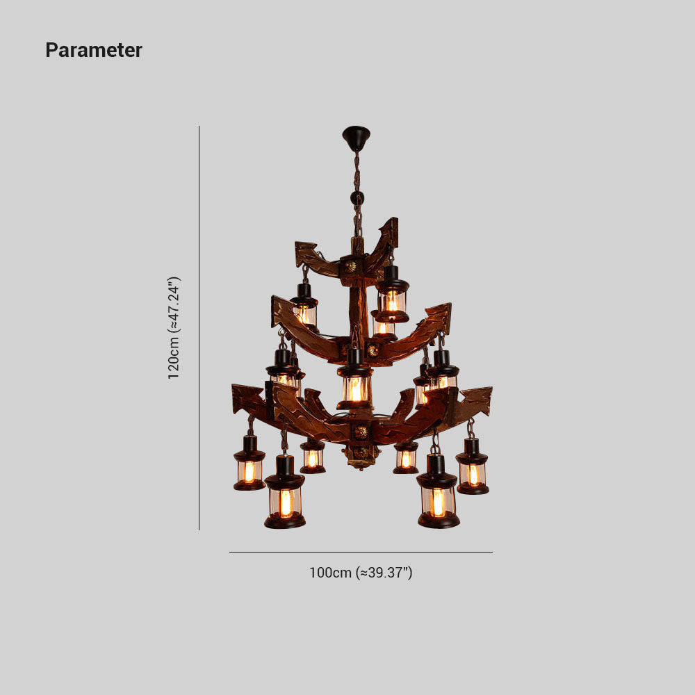 Austin Designer LED Kronleuchter Schlafzimmer/Esszimmer Holz/Metall