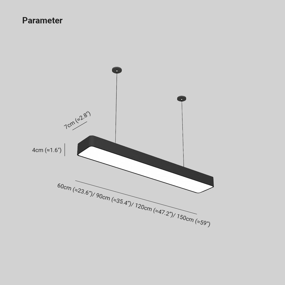 Edge Minimalistische rechteckige LED Pendelleuchte Schwarz Wohnzimmer Acryl 60/90/120/150CM Lang