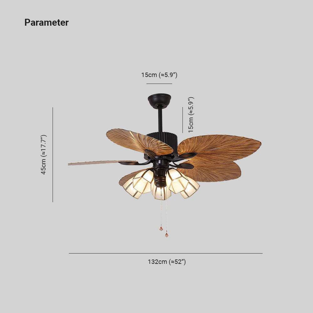 Bella 5-Blatt-Deckenventilator mit Beleuchtung, 3/5-flammig, ∅130CM