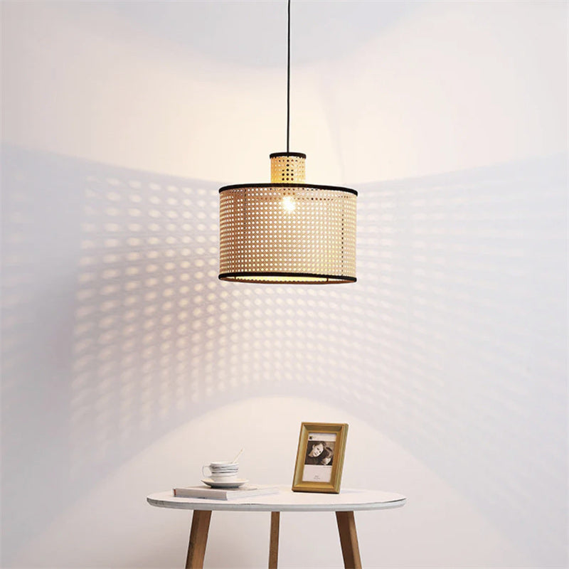 Ritta Vintage LED Pendelleuchte Rattan/Metall Schlafzimmer