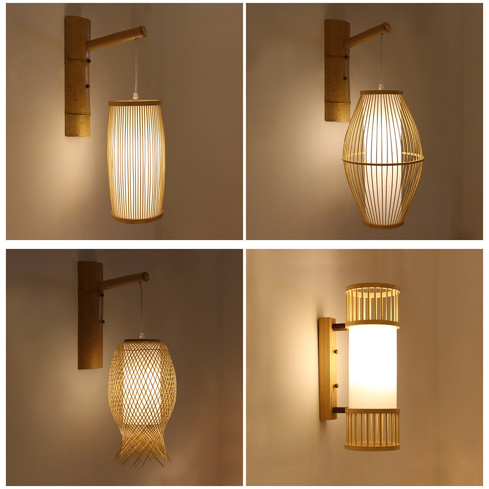 Ozawa Rustikale LED Wandleuchte Rattan/Acryl 4 Stile Schlafzimmer