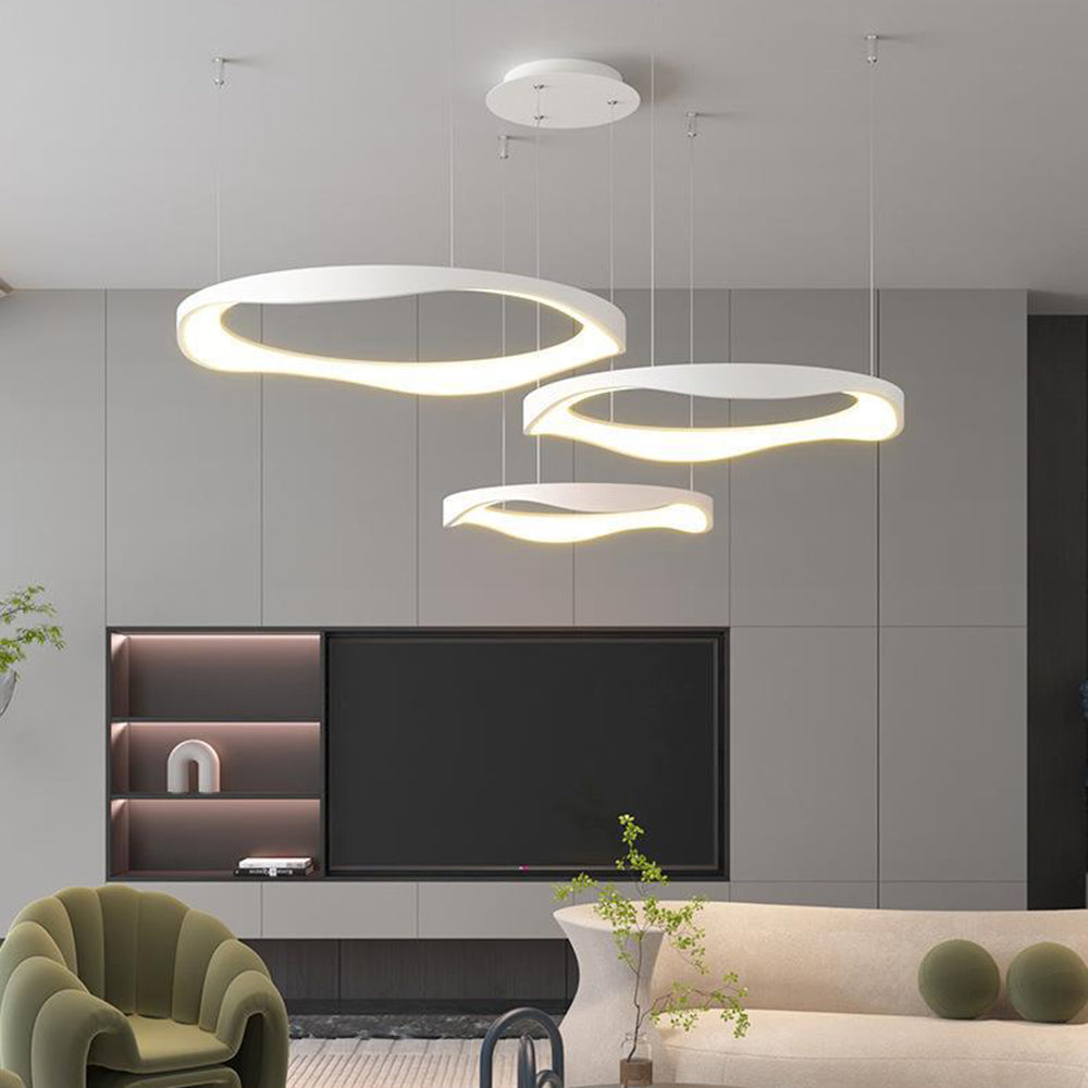 Arisha Modern LED Pendelleuchte Ring Esstisch, Schwarz/Weiß, Metall Acryl