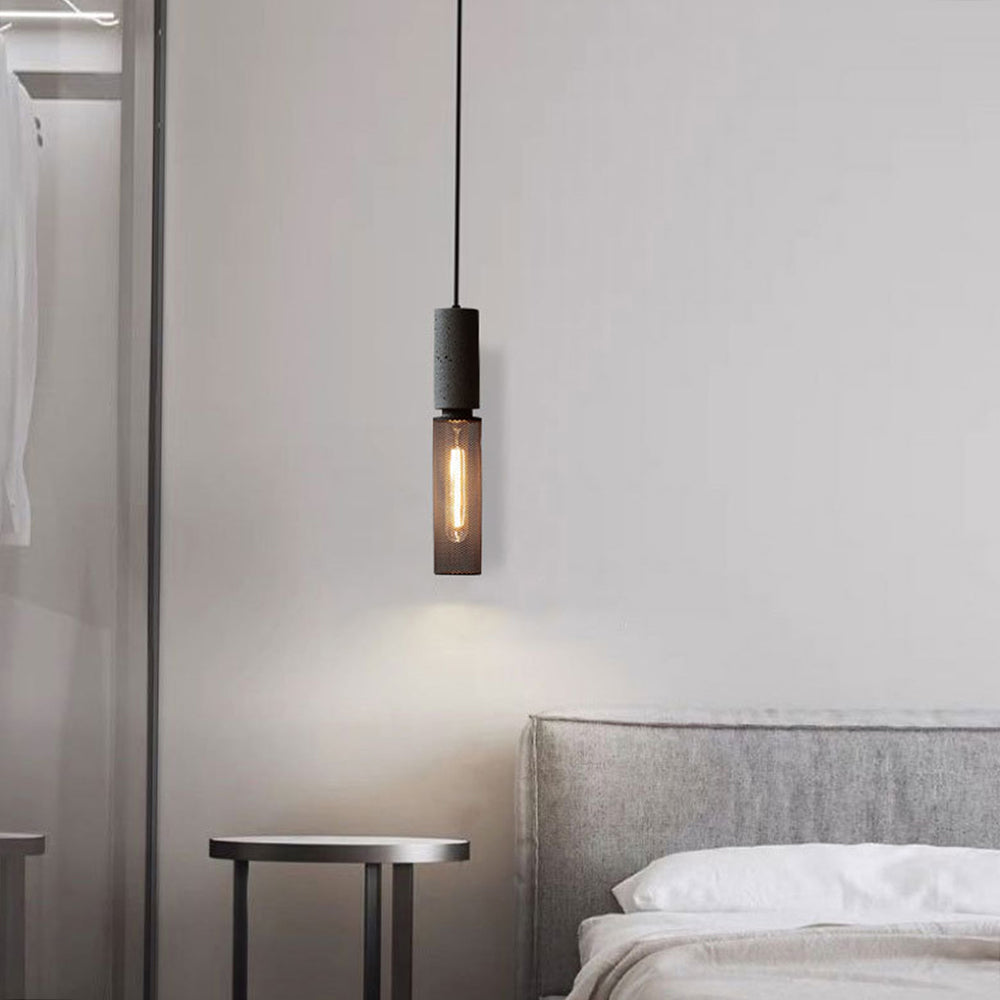 Zaid LED Design Pendelleuchte Wohnzimmer Industrial, Schwarz, Cement Metall