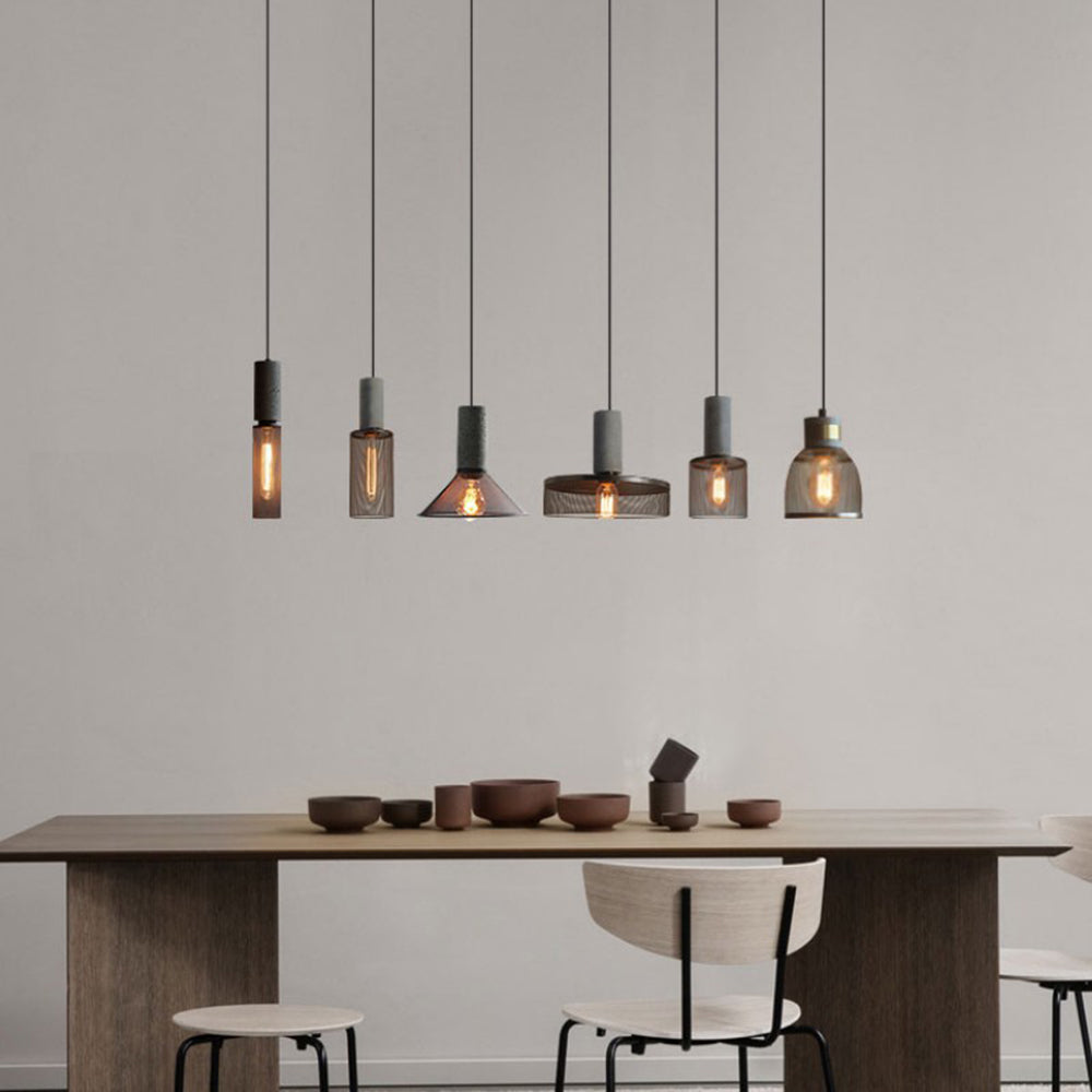 Zaid LED Design Pendelleuchte Wohnzimmer Industrial, Schwarz, Cement Metall