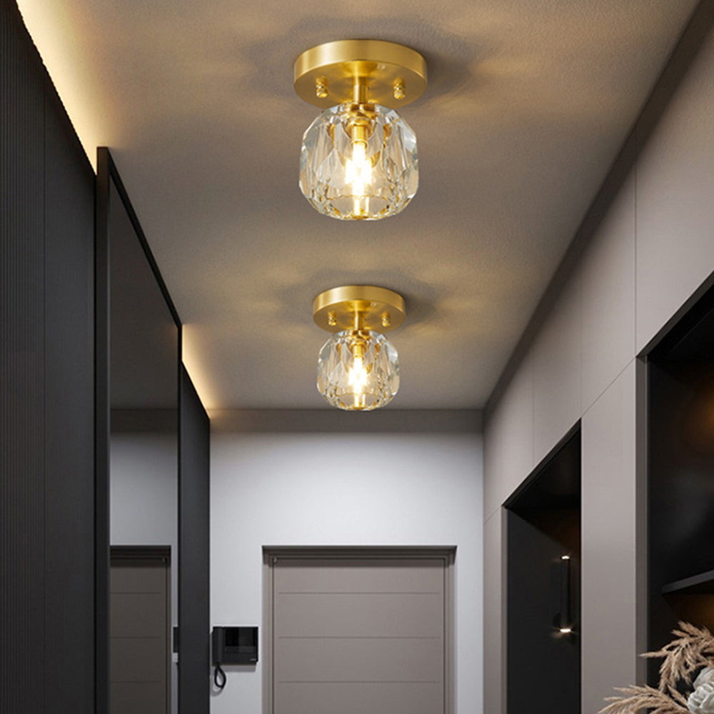 Kirsten Modern LED Deckenleuchte Gold Schlaf/Wohnzimmer Flur Kupfer Kristall S/L