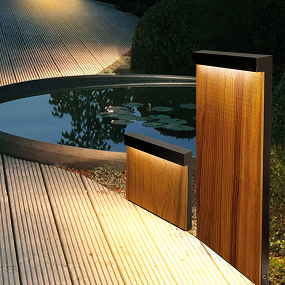Orr Moderne rechteckige LED Außen-Wegeleuchte Holz Garten Metall 22/58CM Lang