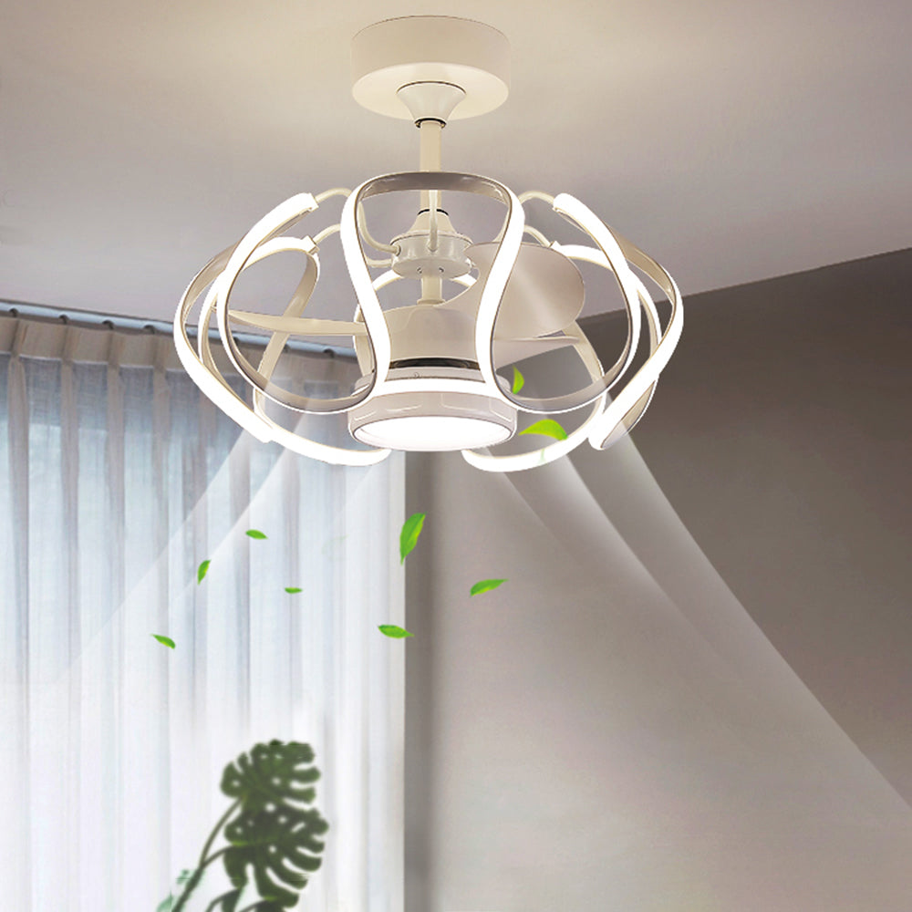 Lacey Modern LED Deckenventilator mit Beleuchtung Weiß/Kaffee Metall/Acryl