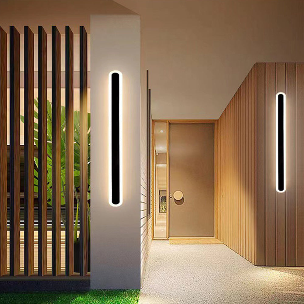 Edge Linear LED Dimmbar Außenwandleuchte Schwarz Flur Terrasse Metall