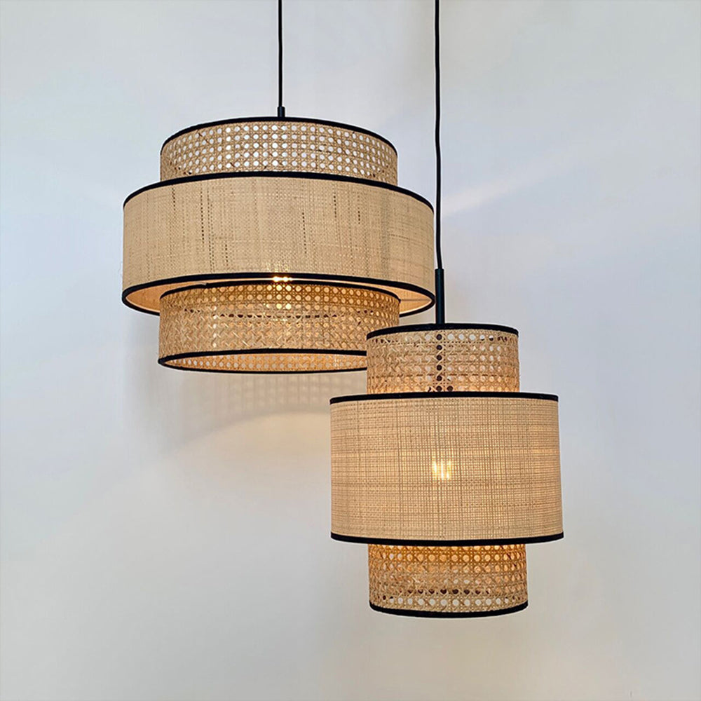 Ritta Design LED Pendelleuchte Holz Wohn/Schlaf/Esszimmer Rattan&Metall