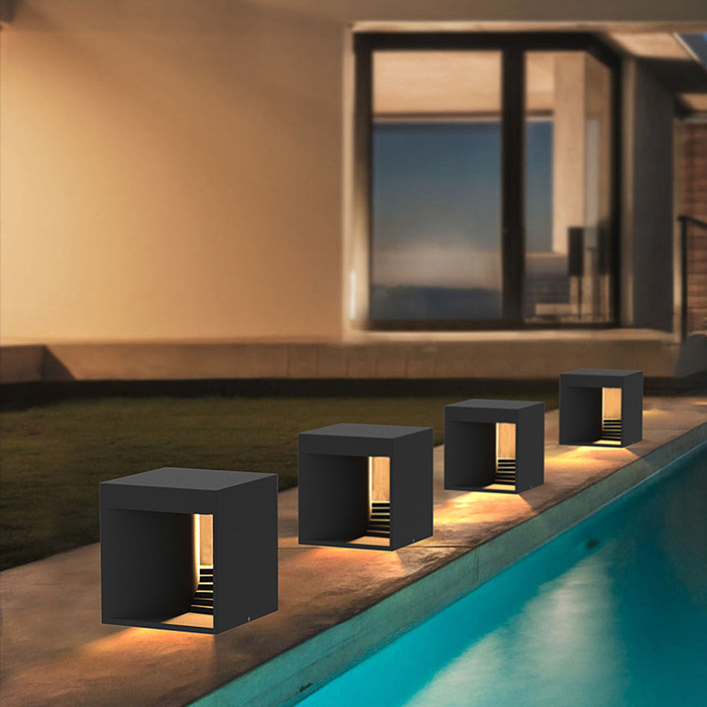 Orr Moderne Design Quadratische LED Außenleuchte Schwarz Garten-Flur Metall 3 Größen 27cm-43cm-73cm