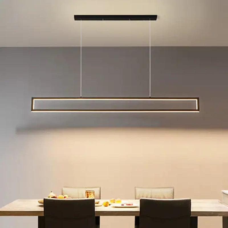 Edge Modern LED Pendelleuchte Linear Esszimmer, Schwarz, Metall