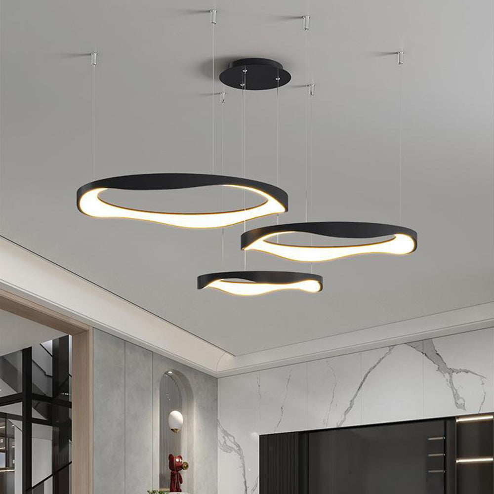 Arisha Modern LED Pendelleuchte Ring Esstisch, Schwarz/Weiß, Metall Acryl