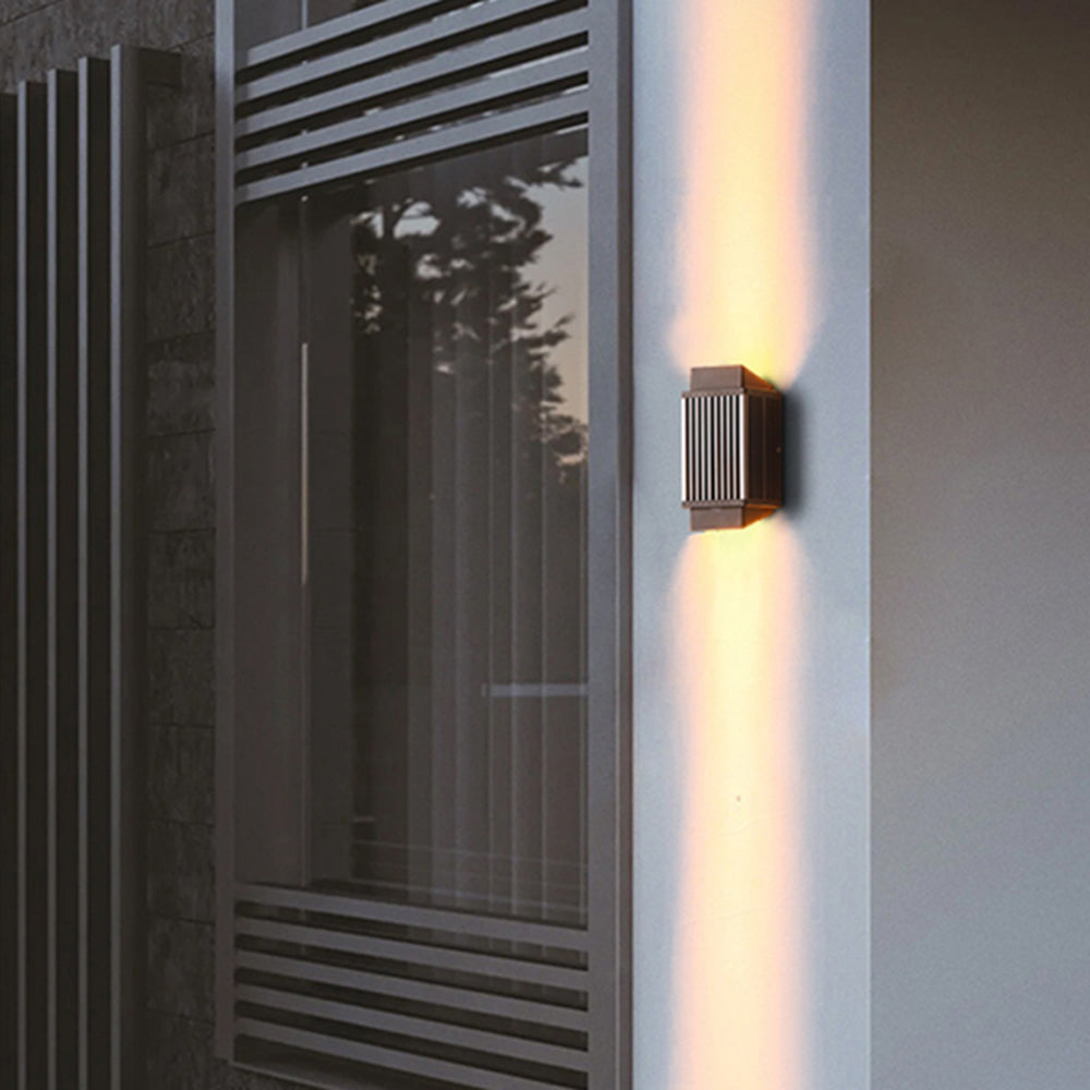 Orr Modern runde/rechteckige LED Wandleuchte Außen Schwarz Garten/Terrasse Metall/Acryl