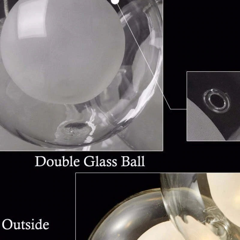 Valentina Modern Glaskugel  LED Pendelleuchte Esstisch/Flar Metall Glas