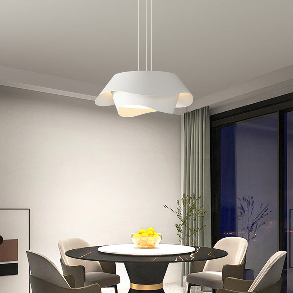 Bella Design LED Pendel/Denkenleuchte Weiß Plissee Geometrisch Küche/Wohnzimmer