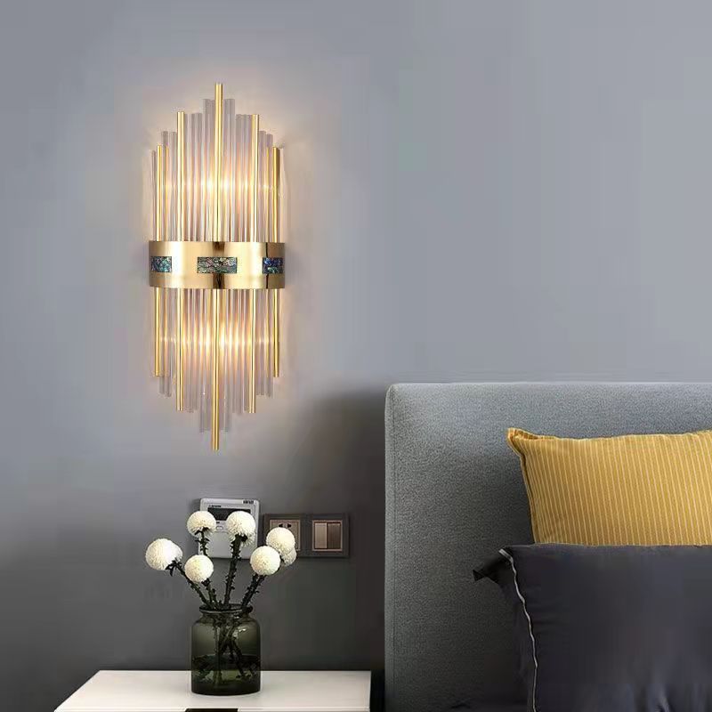 Crystal Kristall LED Wandleuchte Gold, Wohnzimmer/Schlafzimmer,Metall/Acryl