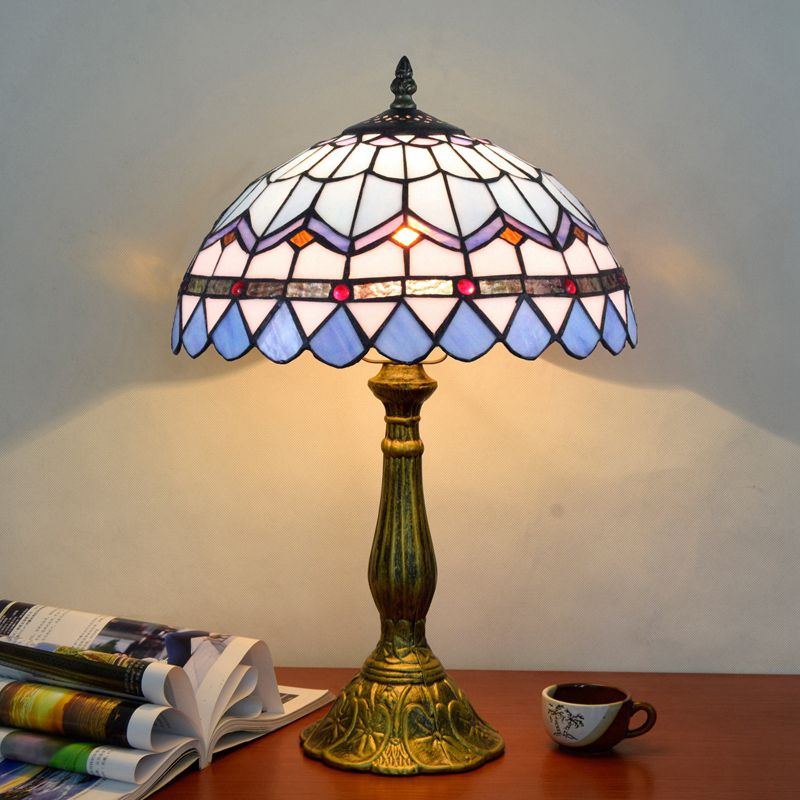 Alessio Design Bunt LED Tischlampe mit Kuppelschirm Wohn/Schlafzimmer Metall&Glas