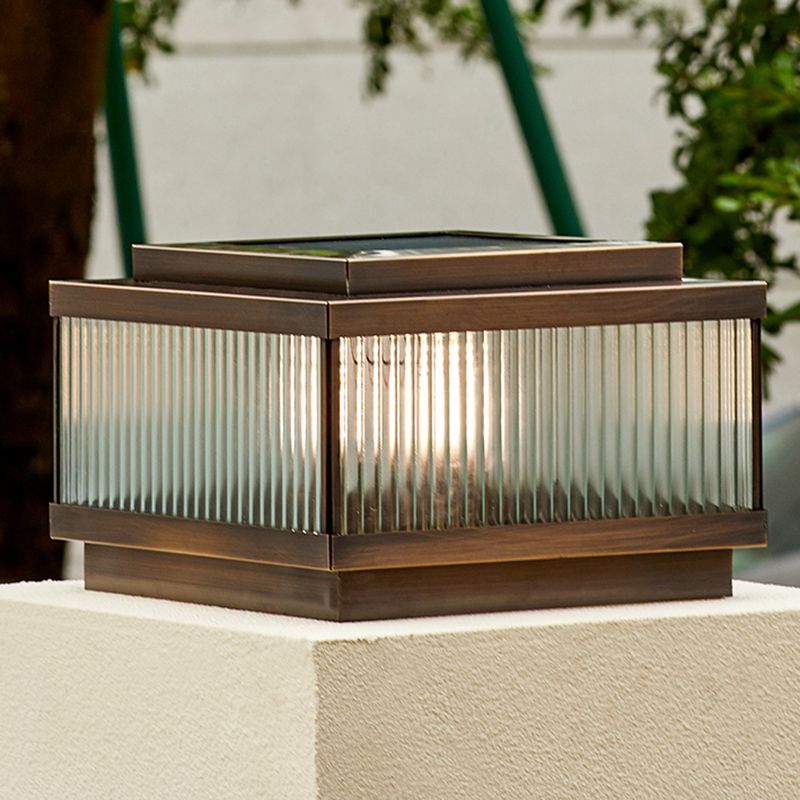 Riley Modern LED Außenleuchte Braun Garten/Terrasse Metall&Glas Solar