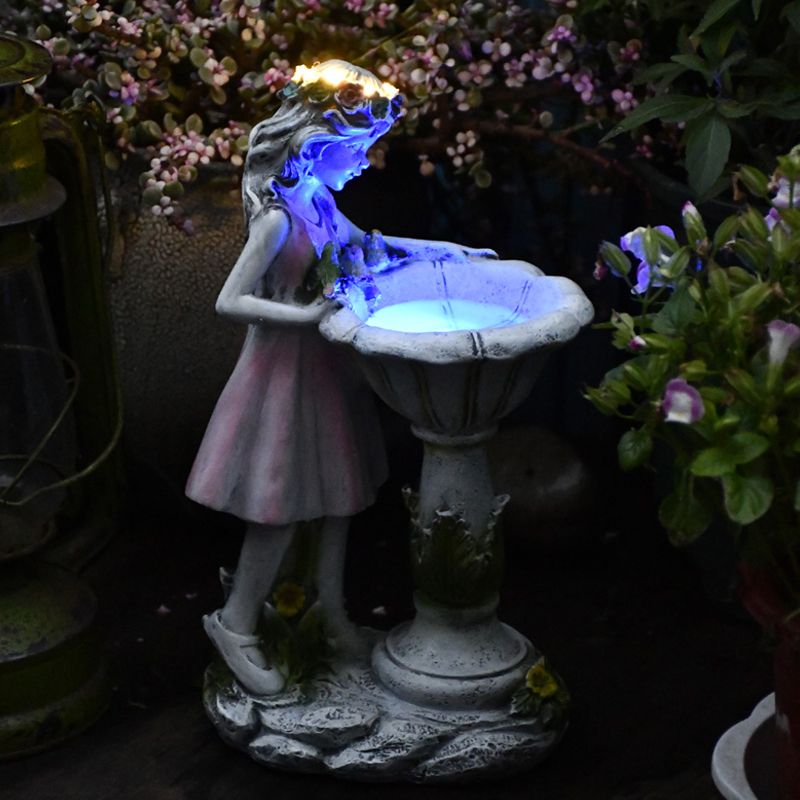 Minori Design LED Außenleuchte Feenmädchen Rosarot Garten Harz Solarenergie