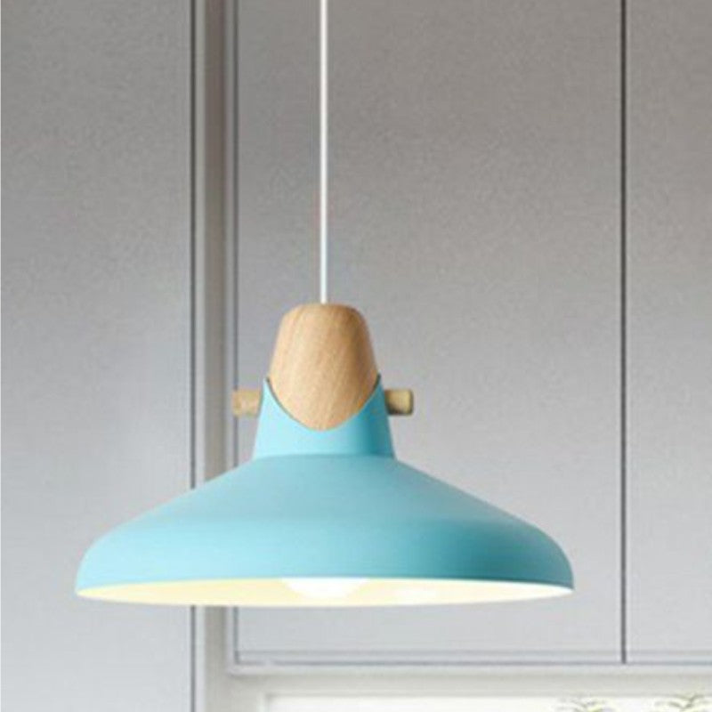 Morandi Modern LED Pendelleuchte Gelb/Grau/Grün/Rosa/Blau Wohn/Schlafzimmer Holz&Acryl 15/33CM Lang