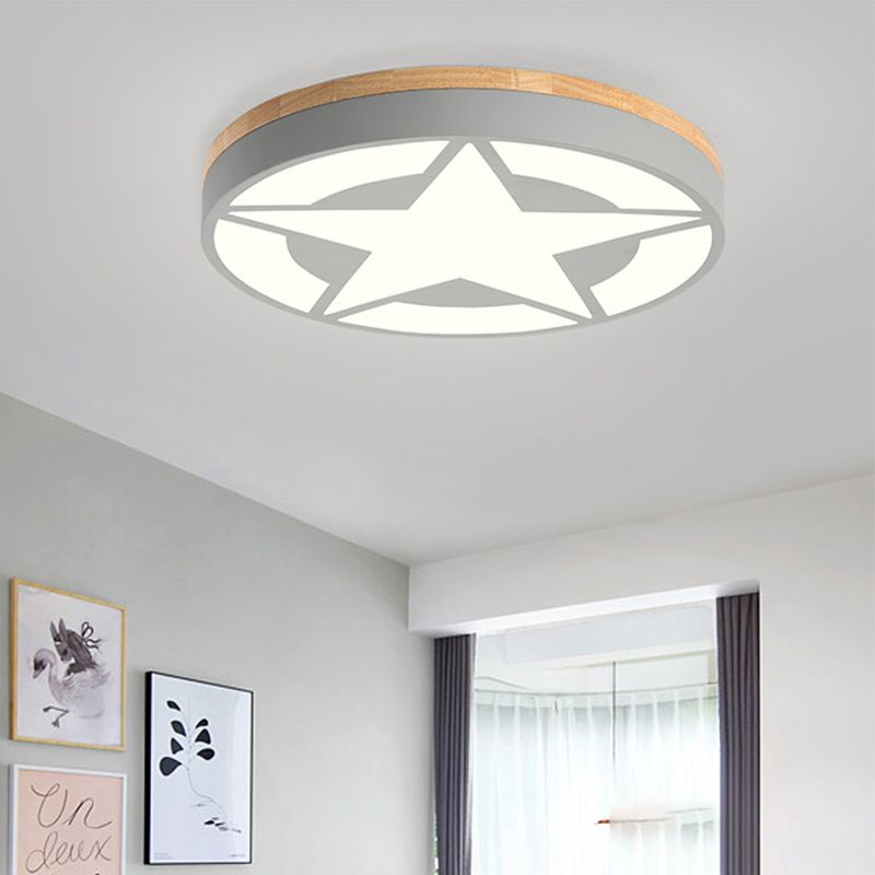 Quinn Modern Stern LED Deckenleuchte Weiß/Grün/Grau Wohn/Schlafzimmer Metall&Holz ∅46CM