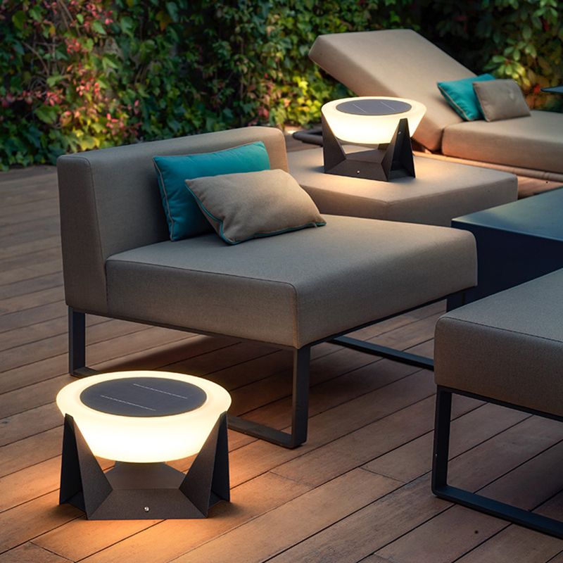 Pena Design Rund LED Außenleuchte Schwarz/Weiß Garten/Terrasse/Flur Metall&Acryl Solar
