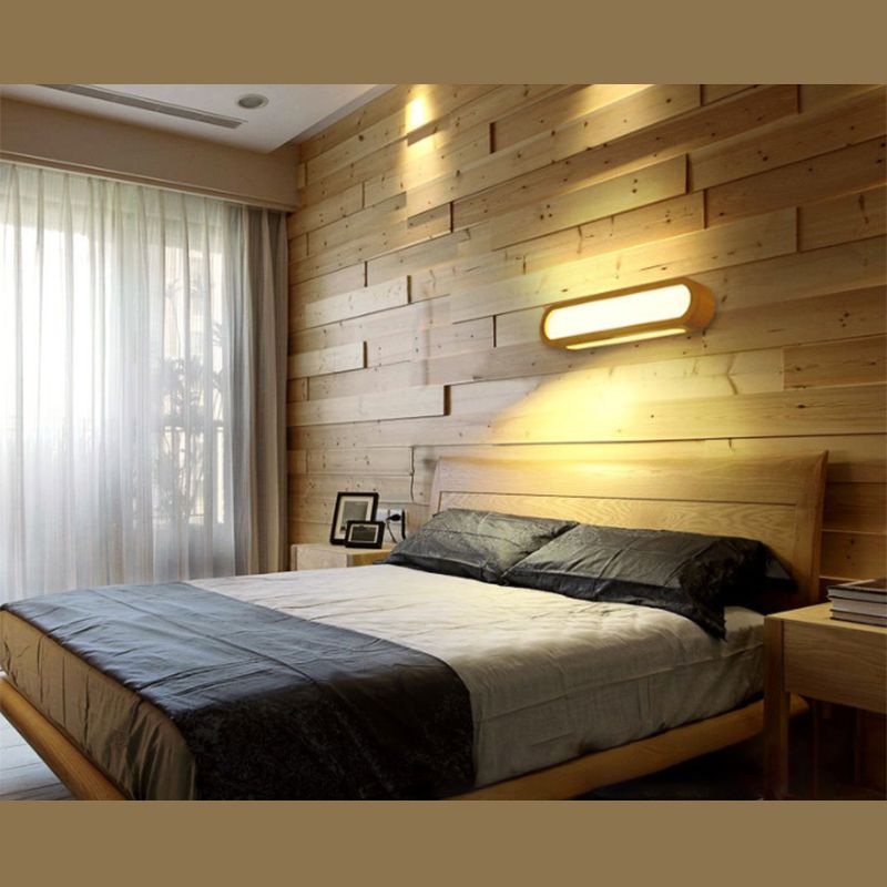 Ozawa Länglich Wandleuchte Holz Acryl Wohnzimmer