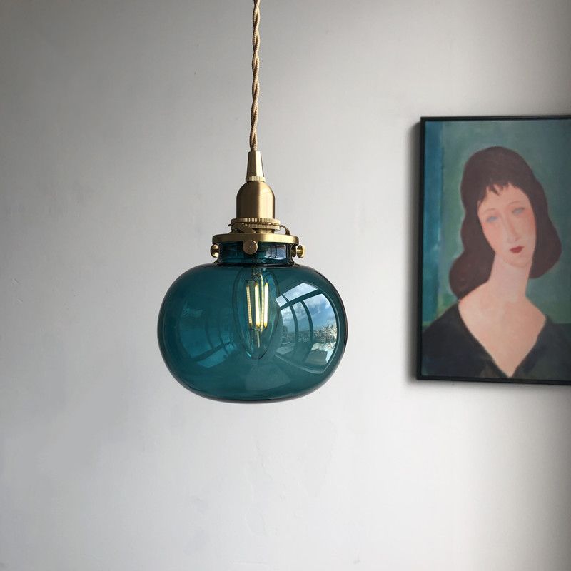Valentina LED Pendelleuchte Elliptisch Klar/Blau/Grün Schlaf/Wohnzimmer