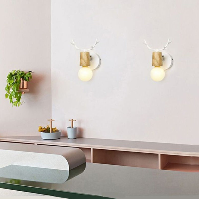 Ozawa Modern Antler LED Wandleuchte Schwarz Weiß Schlafzimmer/Badezimmer Metall Holz Glas