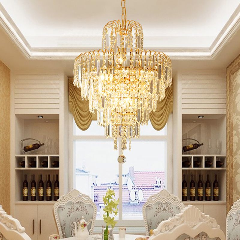 Marilyn Luxus LED Kronleuchter Gold 5 Ebenen Wohn/Esszimmer Kristall